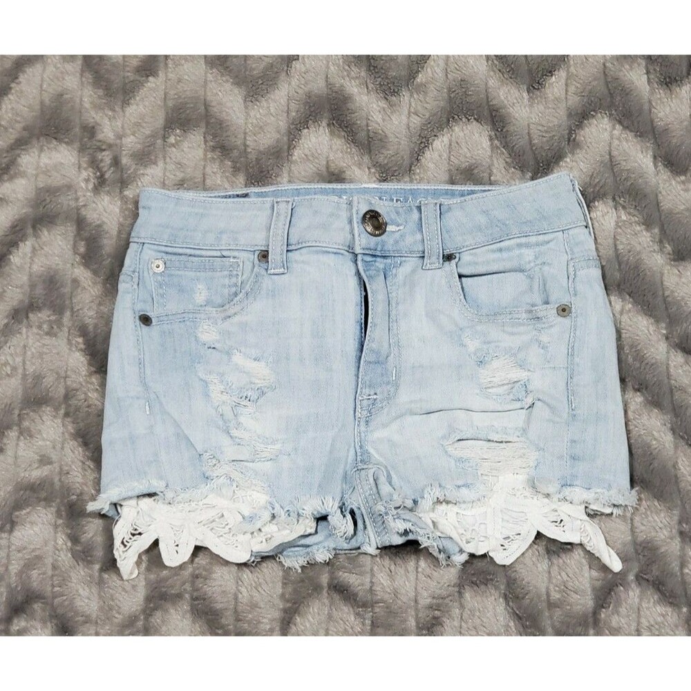 American Eagle Outfitters Womens Juniors 00 Cut Off Distressed Denim Shorts